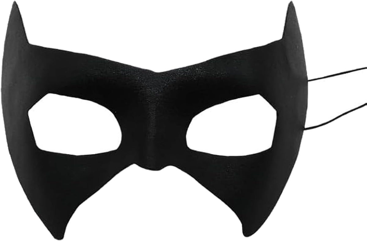 Venetian Bat Eye Mask, Black Plastic Costume Mask, Adult Size, Dress Up Accessories