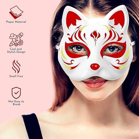 Musaner 20 PCS Cat Mask DIY White Therian Masks to Paint Blank Animal Dress Up Masks for Holiday Party Cosplay, 7.1X6.7in