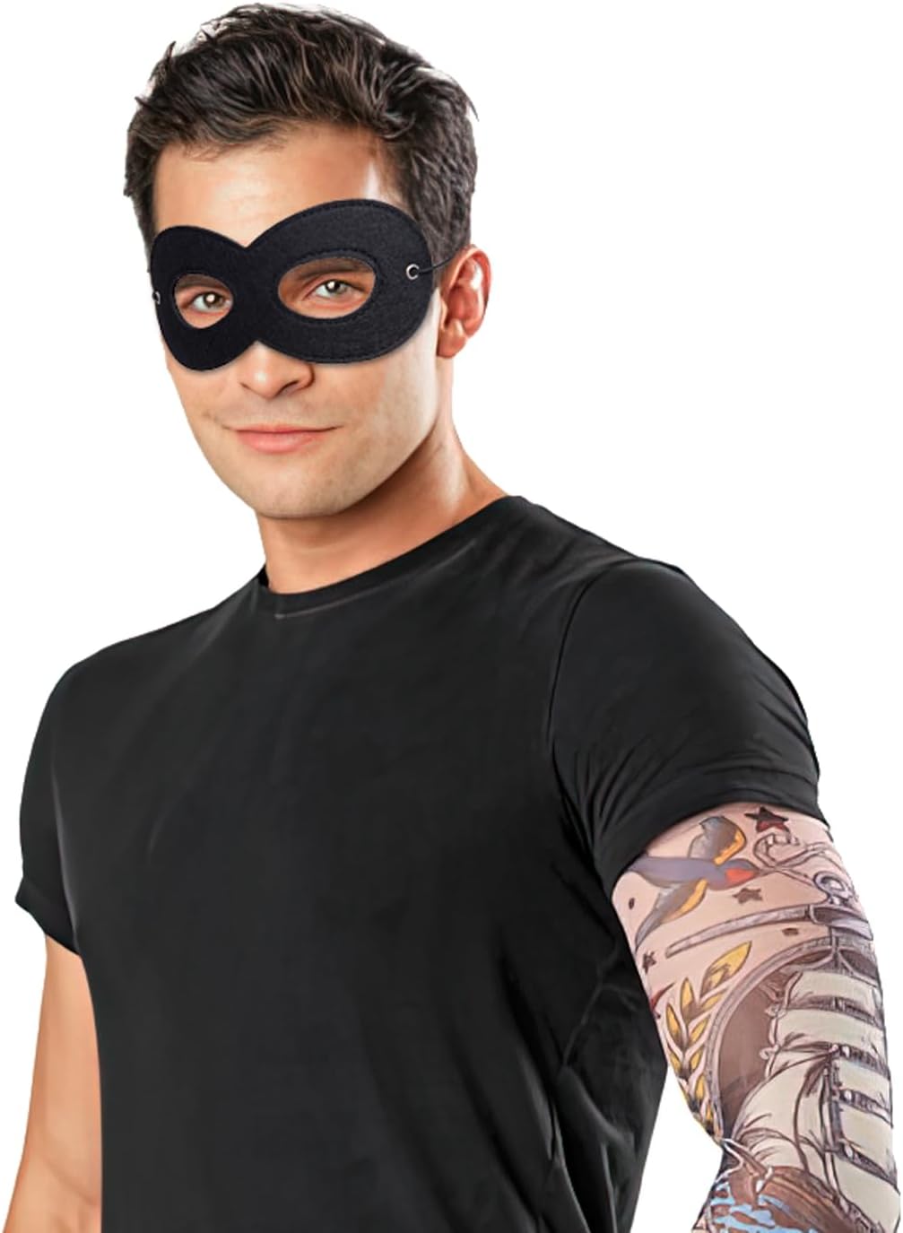 2 Pieces Black Felt Eye Mask,Halloween Costumes Masquerade Half Mask Cosplay Party Supplies for Adult Kids
