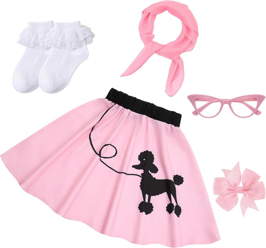 50s Outfit for Kids Poodle Skirt Girls 1950s Dress Costume
