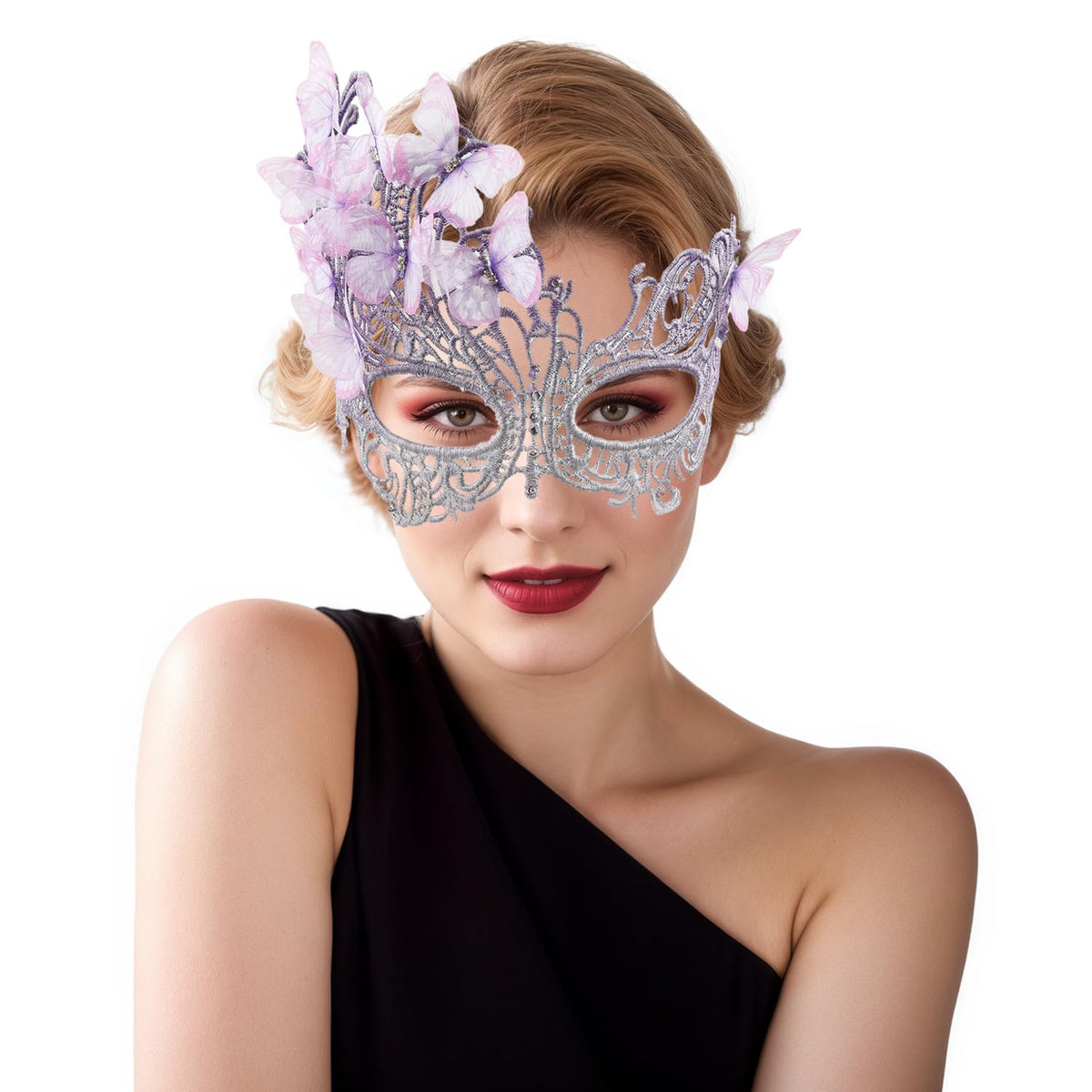 pink halloween Masquerade mask for women and girls - Mardi Gras butterfly mask for halloween Costume parties