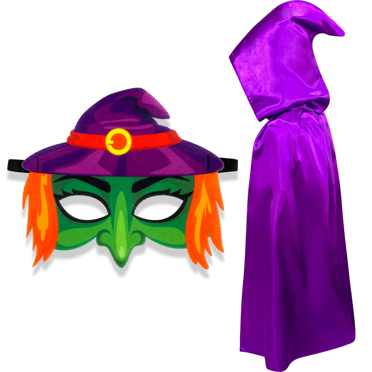 Halloween Cape Mask for Kids,Hooded Cloak,Felt Mask, Witch Clown Demon Black Cat Halloween Costumes