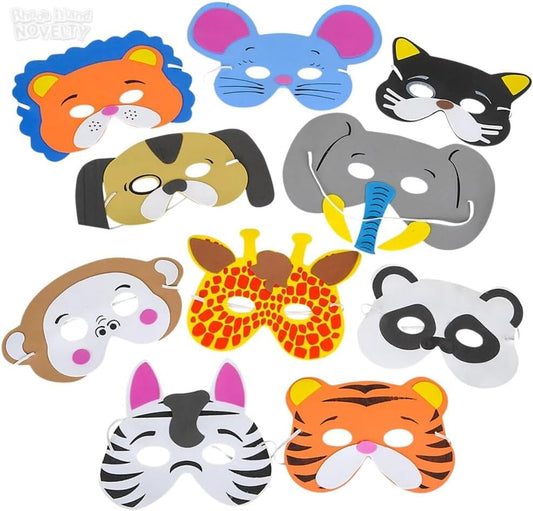 Rhode Island Novelty 1 Dozen 7 Inch - 13 Inch Dress Up Foam Animal Masks
