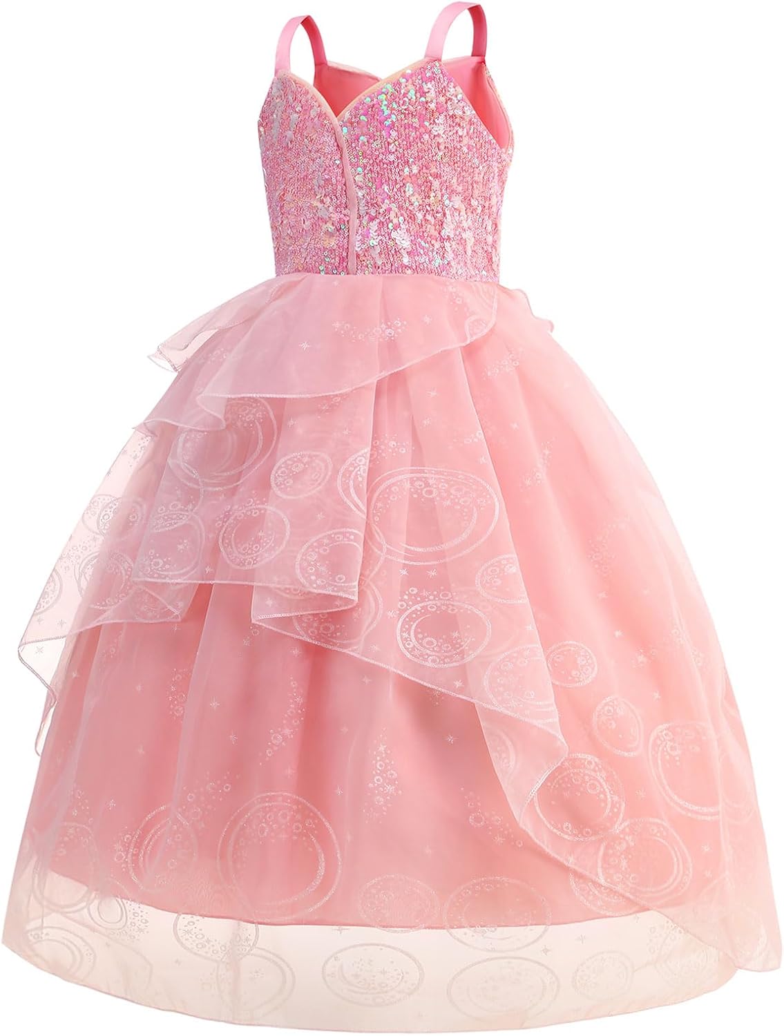 Pink Princess Dress for Girls Bubble Tulle Sequins Dress Up for Halloween