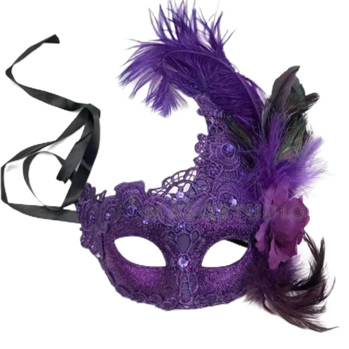 Halloween Feather Mask for Women Dance Dress up Party Mask Mardi Gras Masks with Feather Prom Ball