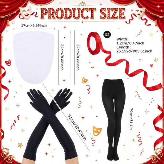 Newcotte 8 Pcs Halloween Red White Black DIY Costume Set