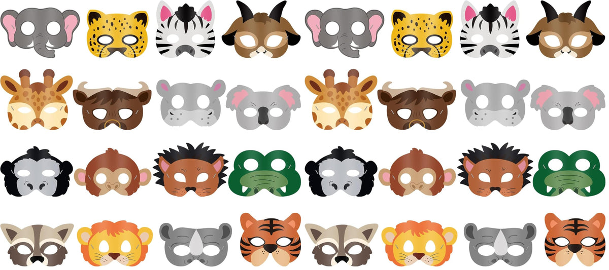 Blulu 16 Pcs Safari Animal Masks for Kids Birthday Party Decoration,Animals