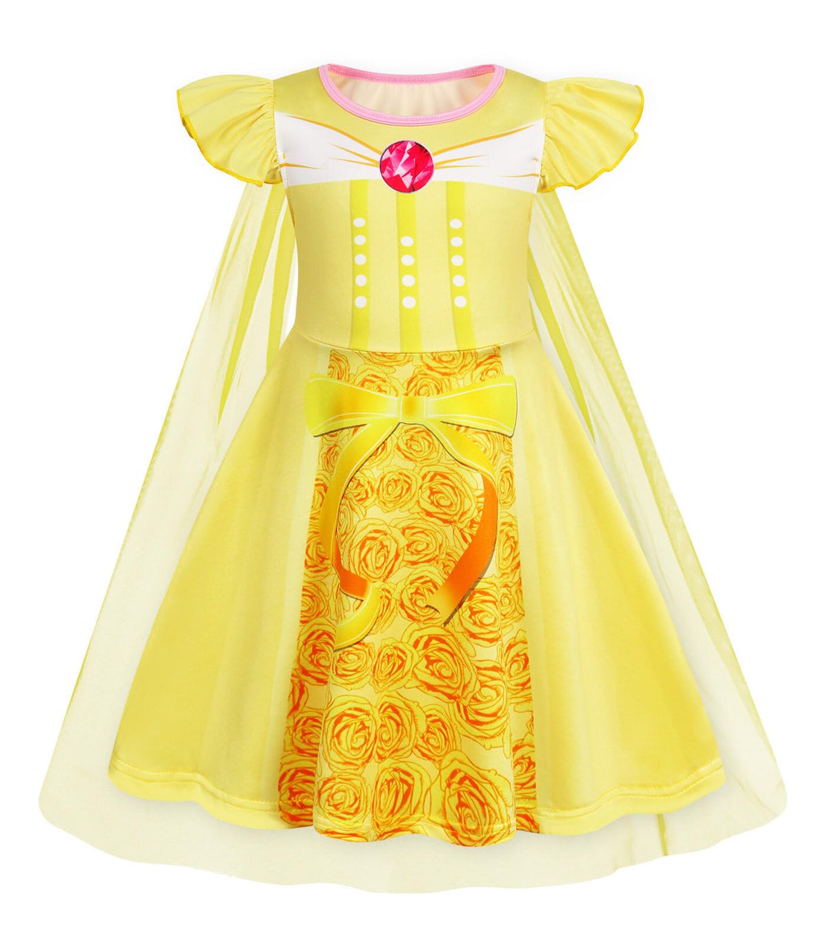Princess Dress with Cape Girls Halloween Birthday Party Cosplay Costume