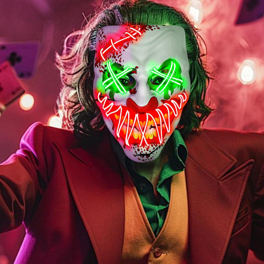 Halloween LED Clown Mask for Aldult & Kids,EL Wire Scary Purge Mask for Cosplay Costume,Light up for Festival Party
