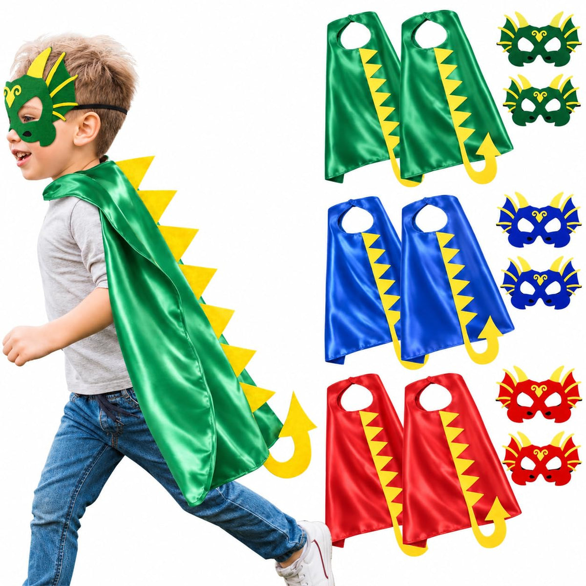 iROLEWIN Dinosaur Costume for Kids Dinosaur Capes Masks as Dress-Up Toys
