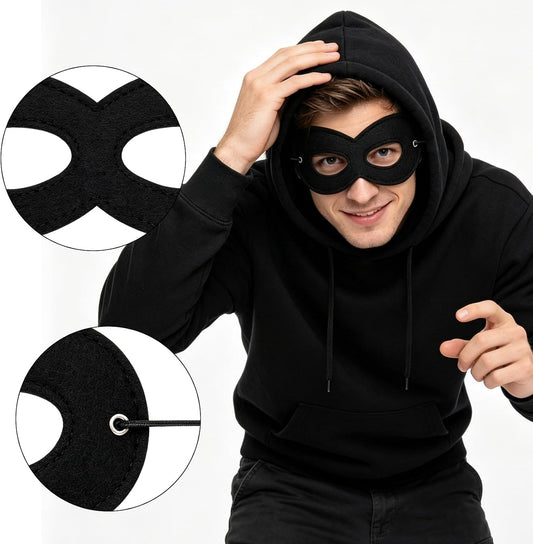 Black Superhero Eye Masks Adjustable Felt Halloween Dress Up Party Masks