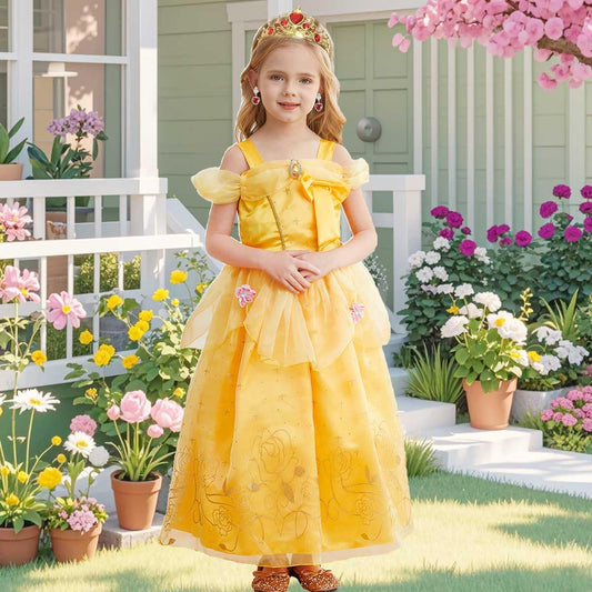 Princess Costume for Girls Kids Yellow Dress