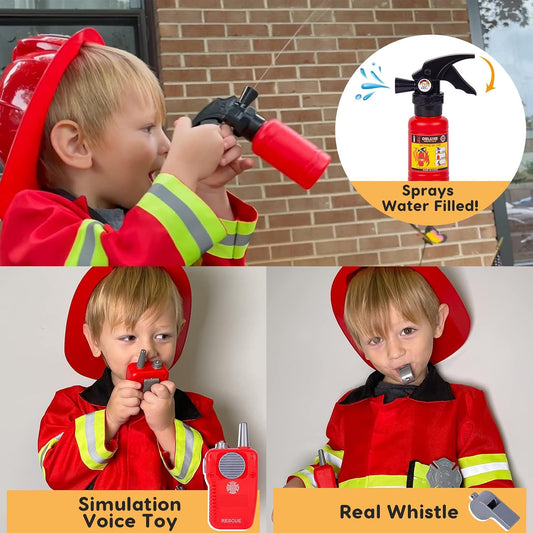 Liberry Firefighter Costume Dress-Up Toy for Kid 3 4 5 Years Old with Sound