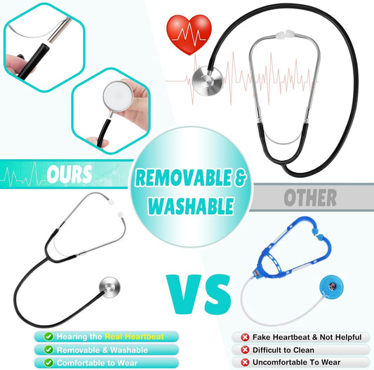 GIFTINBOX Doctor Costume for Kids Doctor Lab Coat for Kids Real Stethoscope, Girls Halloween Costumes for Kids age 3-11