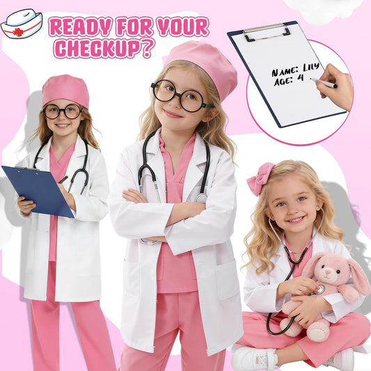 10PCS Doctor Costume for Kids Halloween Costumes for Girls Boys