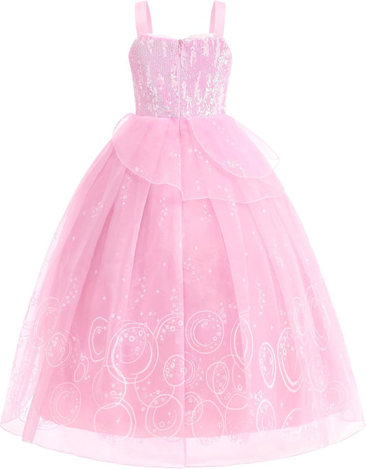 Aoiviss Pink Witch Dress for Girl Glitter Princess Costume with Accessories