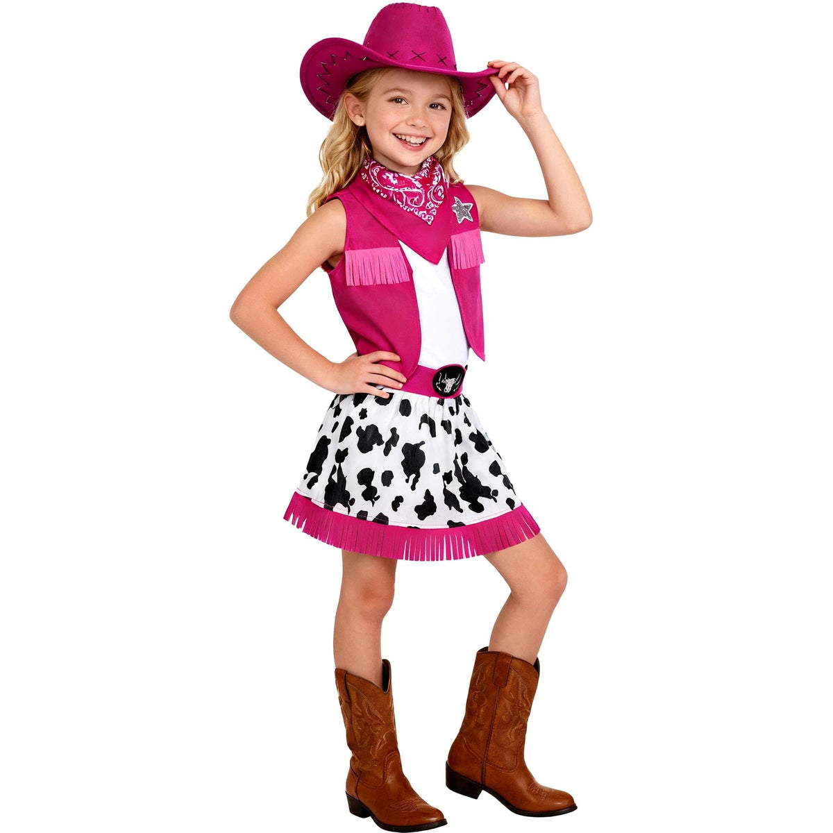Gomukot Kids Cowgirl Costume for Girls Western Rodeo Outfit Halloween Costume Party Dress Up