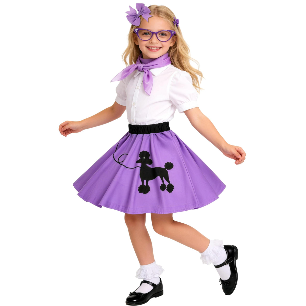 50s Outfit for Kids Poodle Skirt Girls 1950s Dress Costume