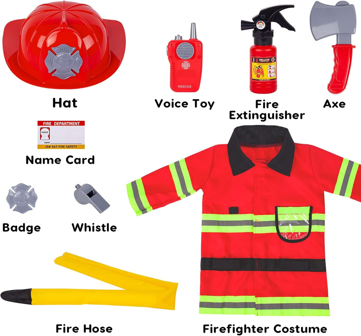 Liberry Firefighter Costume Dress-Up Toy for Kid 3 4 5 Years Old with Sound