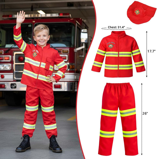 4 in 1 Toddler Dress Up Clothes 3-8 Year Career Dress Up Doctor Astronaut Police Vest Fireman Costume Kids Pretend Play Toys Christmas Birthday Gifts 3 4 5 6 7 year old Boy Toys Halloween Costumes