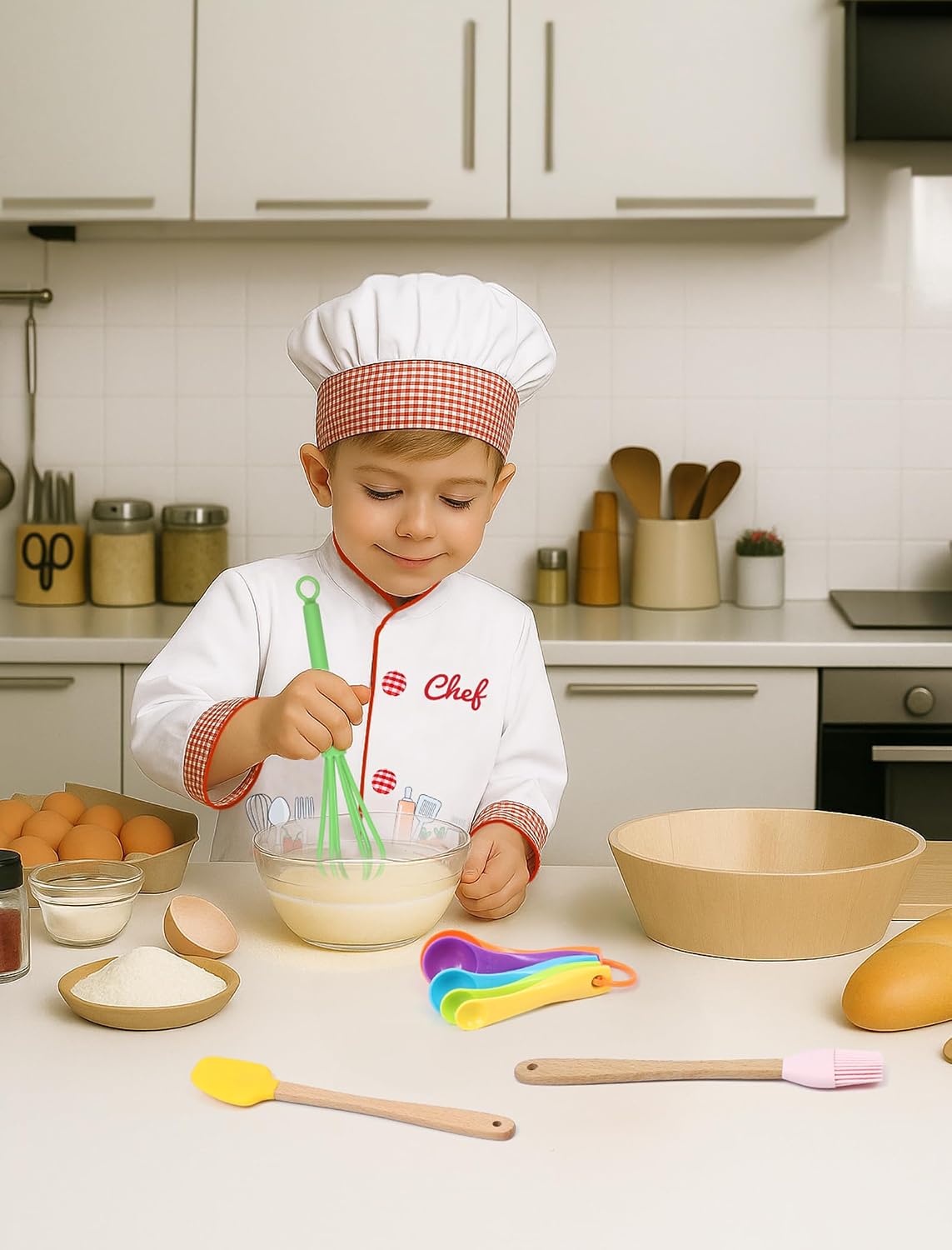 ANPHILE Chef Costume for Kids with Hat,Toddler Chef Outfit Cooking Baking