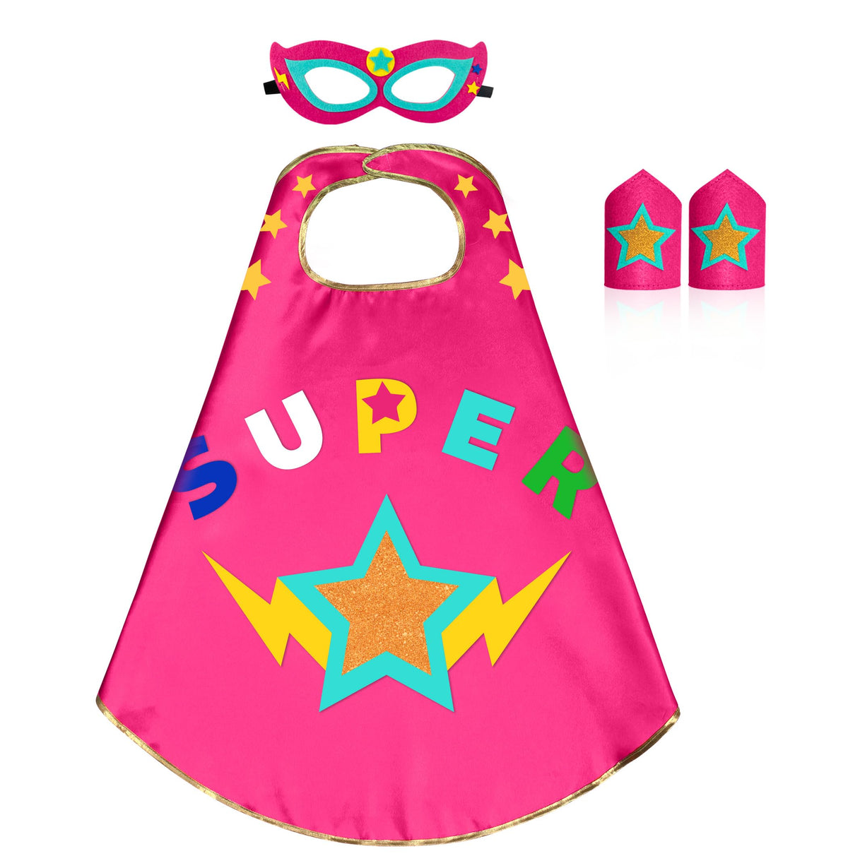 Star Superhero-Cape and Mask for Kids, Super-Hero-Costumes for Girls Boys Dress Up Toys Birthday Gifts