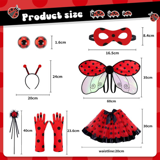 Kids Costume Wings Set for Girls, Butterfly Ladybug Bee Halloween Dress Up