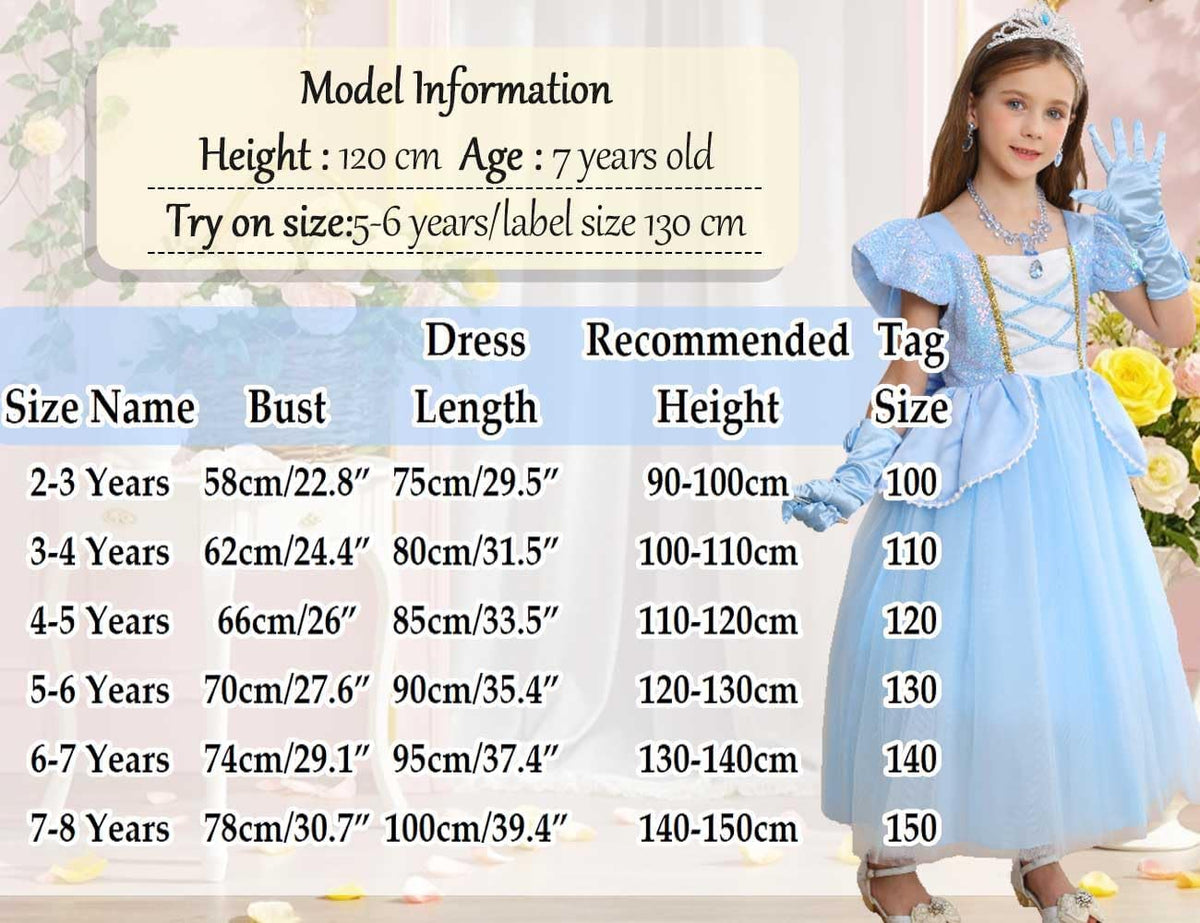 iTVTi Girls Blue Princess Dress Birthday Outfit Age 3-8