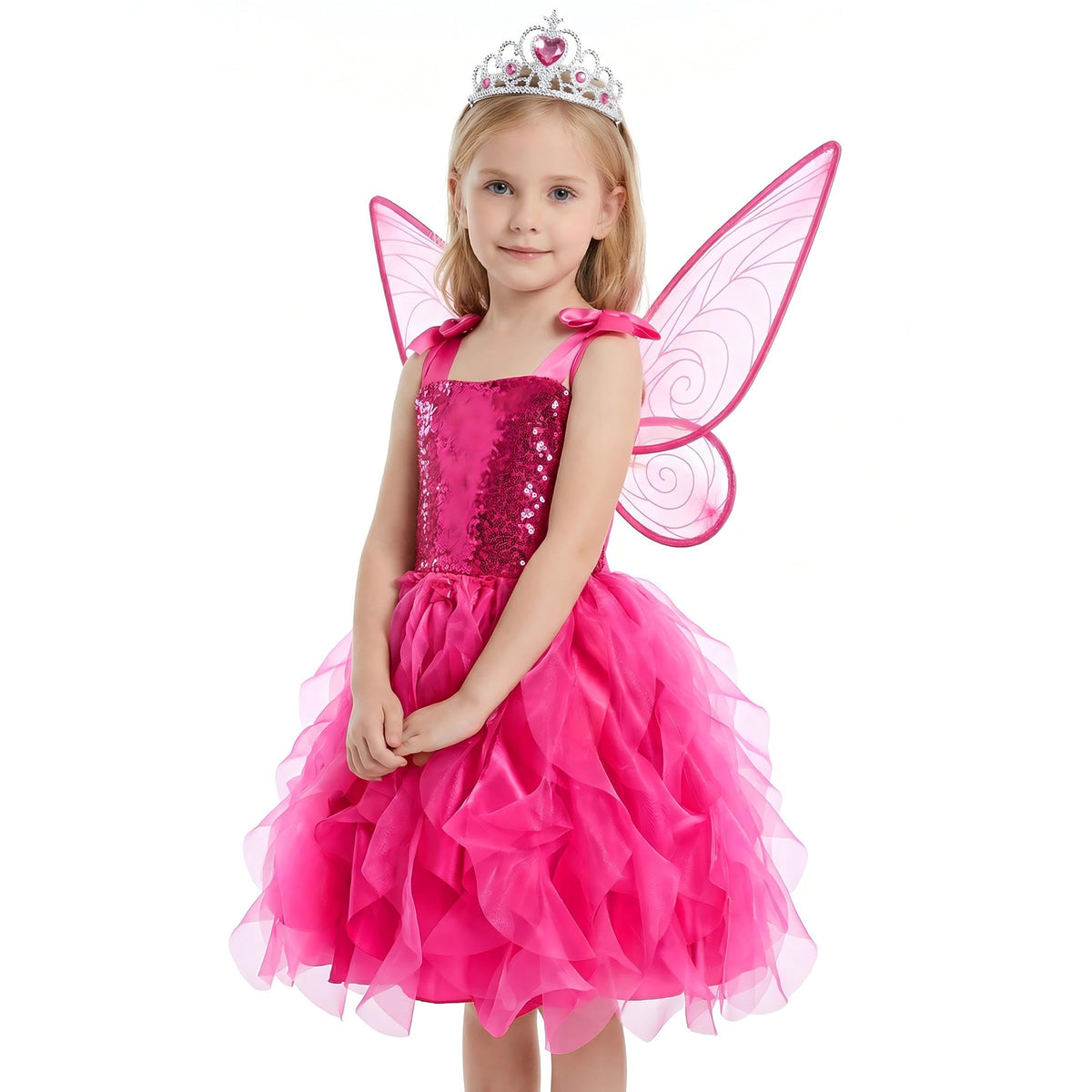 Soyoekbt Fairy Costume for Girls Princess Tutu Dress with Butterfly Wings for Girls Birthday Party Dress Up