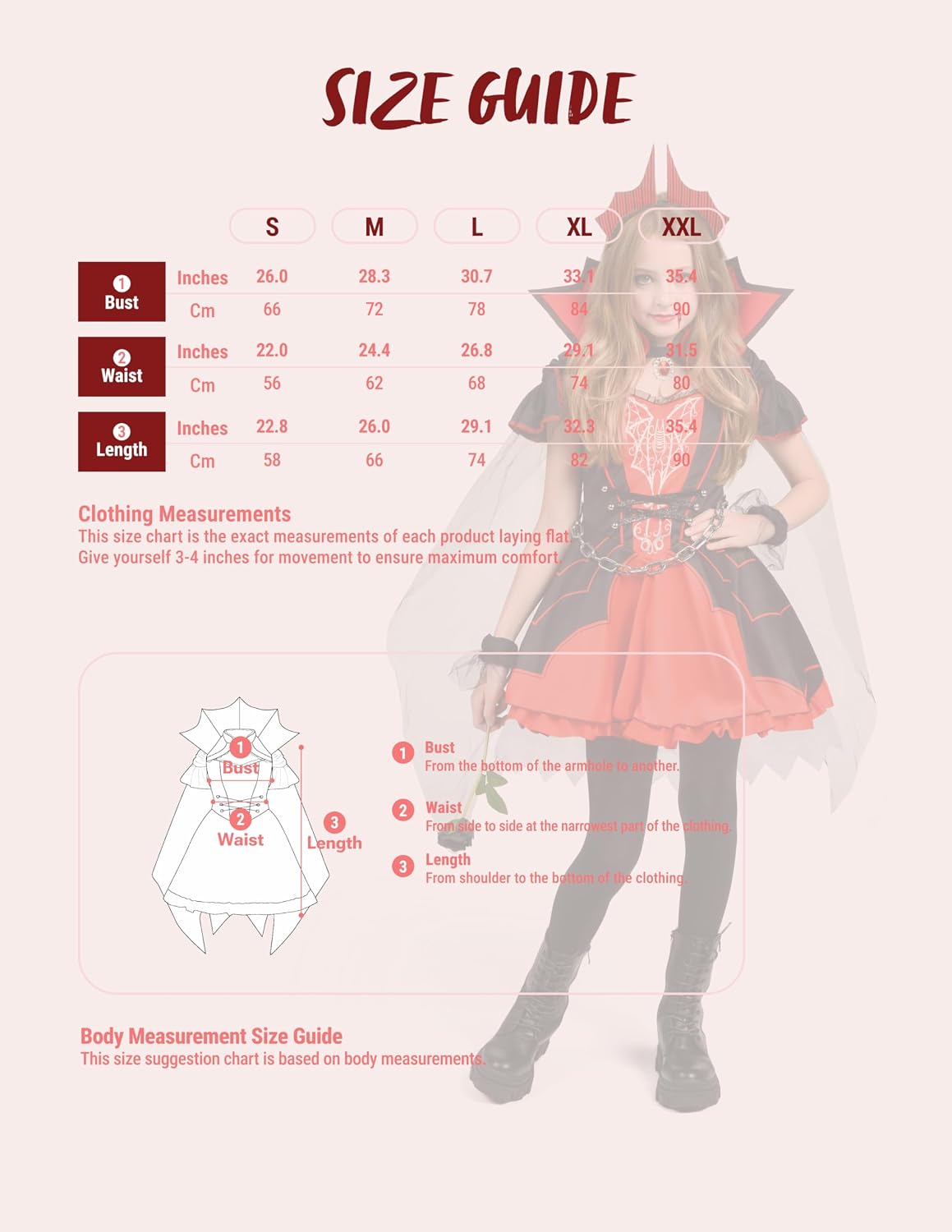 Spooktacular Creations Halloween Girls Vampire Costume, Red Dark Vampire Dress Costume for Girls Halloween Dress up