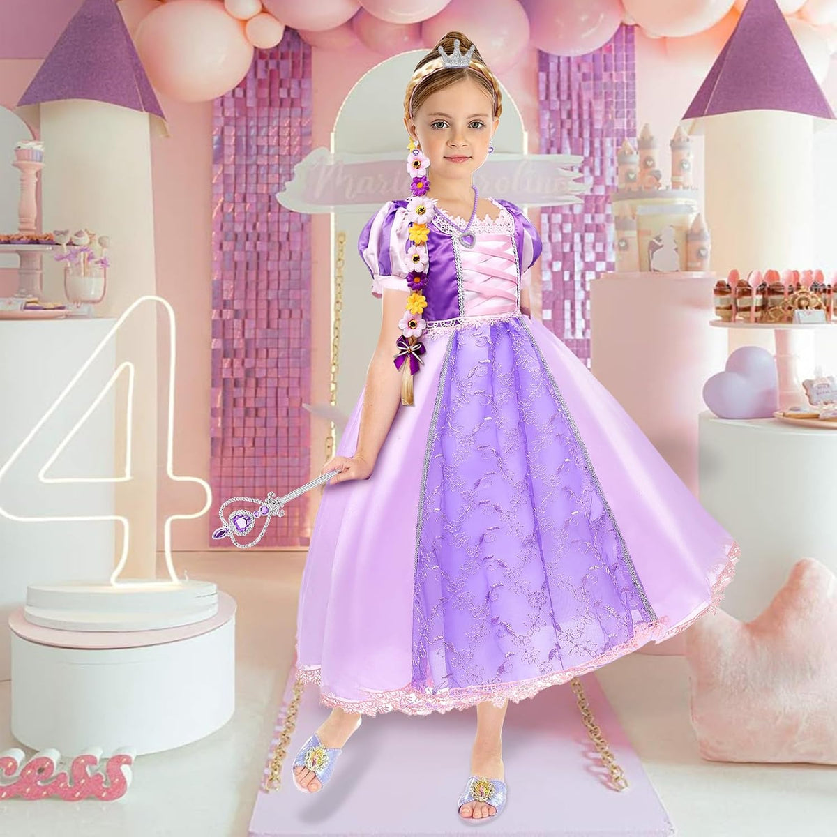 G.C Purple Princess Costume for Girls Kids Toddler, Halloween Costumes