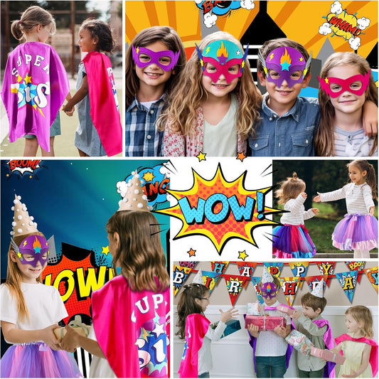 D.Q.Z Superhero-Capes and Masks for Kids, Sister Gifts for Girls Dress Up Clothes New Sibling Birthday Halloween Party
