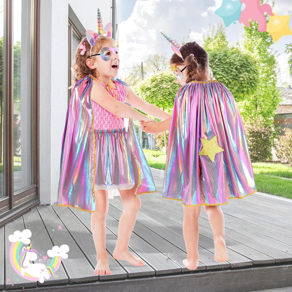 Princess Costumes for Girls Unicorn Costume Kids Tutu Skirt Unicorn Headband Princess Cape for Birthday Halloween