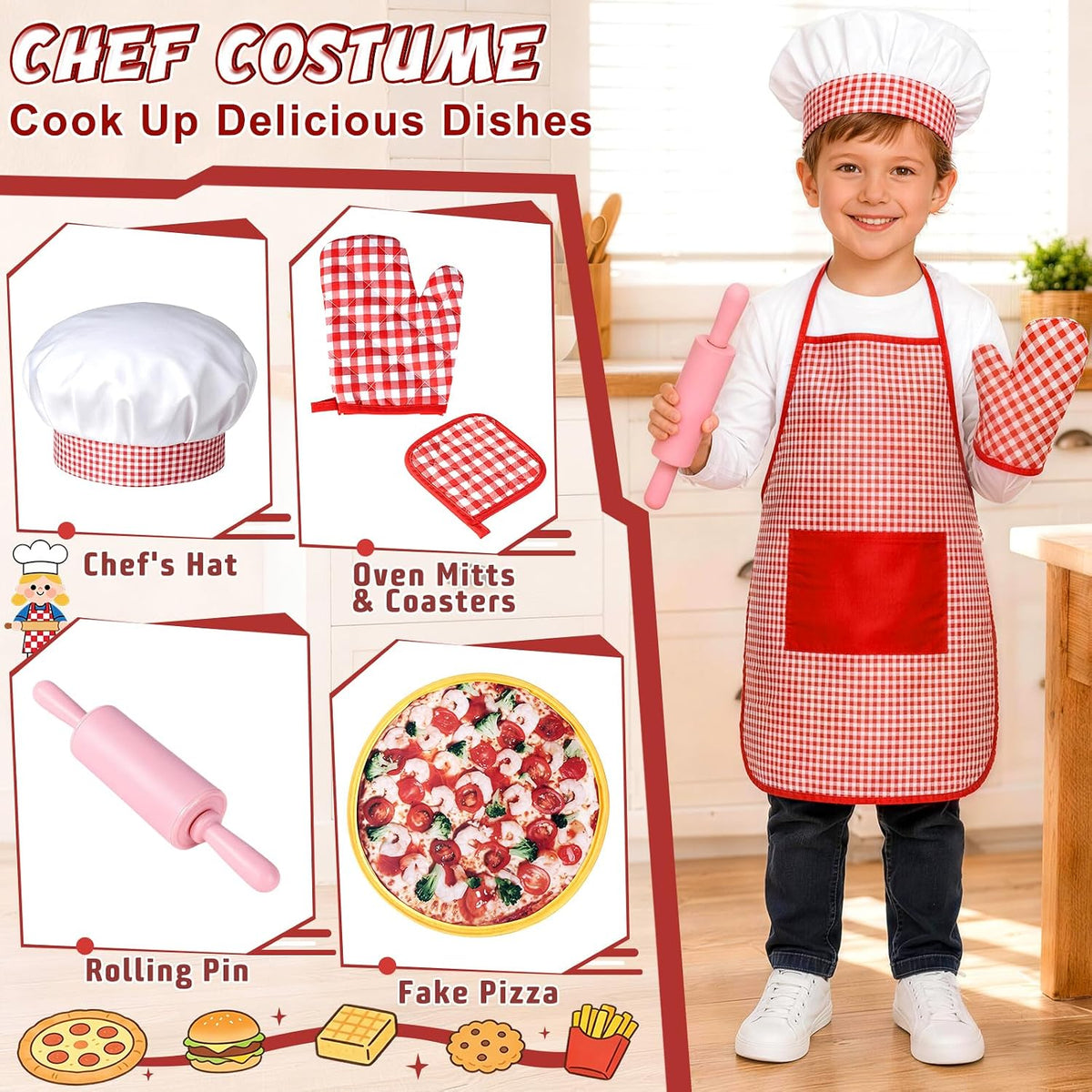 IVENRXIU dress up clothes,4-in-1 Role-Play Halloween Costumes for Ages 3–8