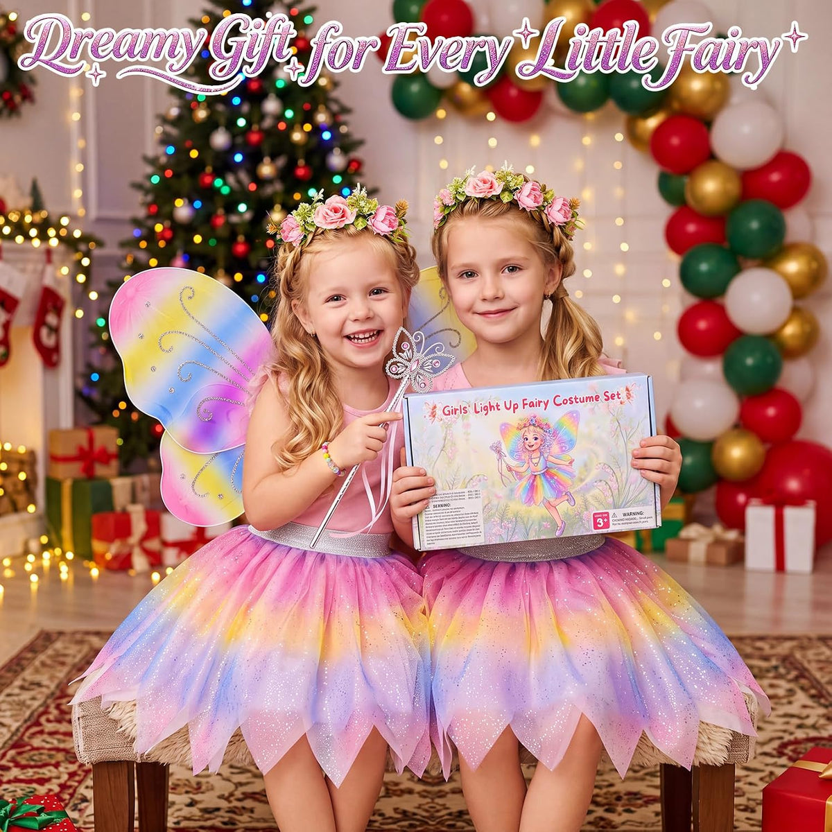 VGOFUN 6 Pcs Fairy Costume for Girls, Light up Butterfly Costume for Girls