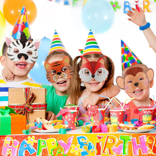48 Pcs Safari Jungle Animal Masks Wild for Kids Animal Theme Birthday Party Favors Costumes Dress up Party Supplies 24 Designs Masks