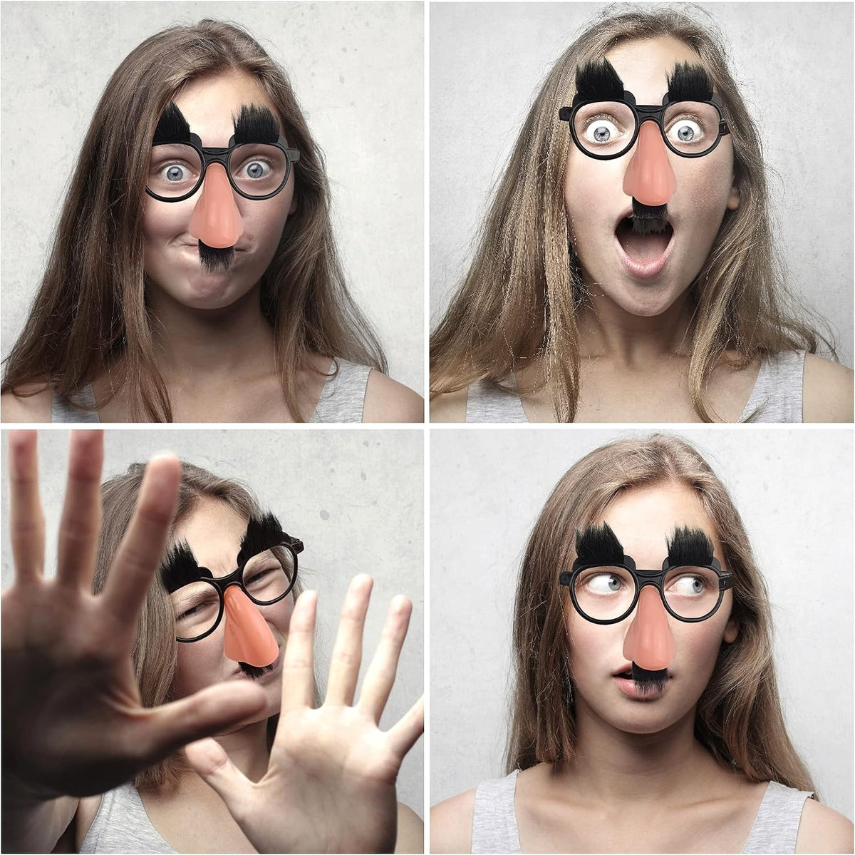 6 PCS Disguise Glasses with Funny Nose with Eyebrows and Mustache Perfect Party Favors for Costume Halloween and Birthday Parties