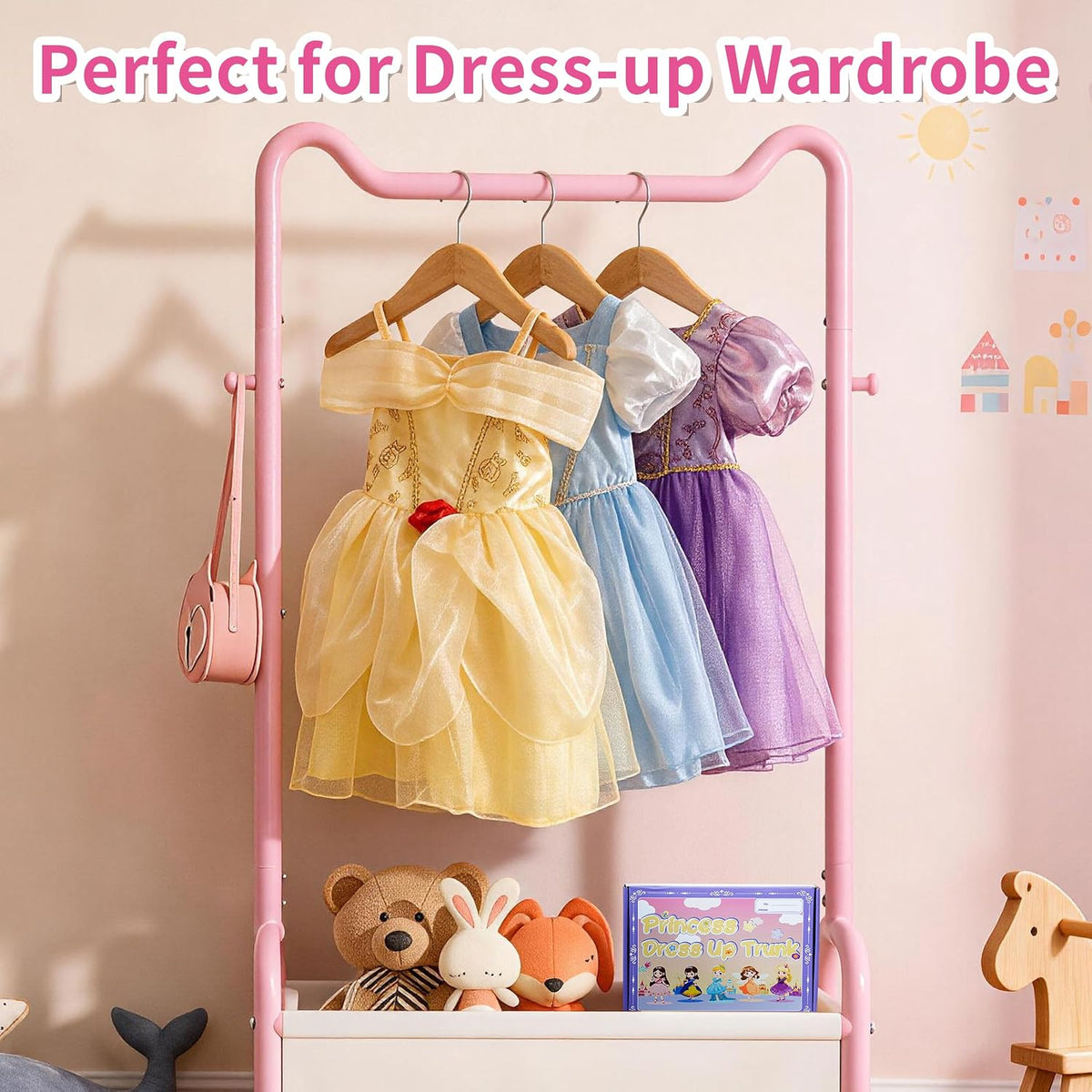 IKALI Princess Dress Up Trunk for Toddler Girls, Halloween Christmas Birthday Gift for Toddlers Kids 2T 3-4Y 4-6Y 7-8Y