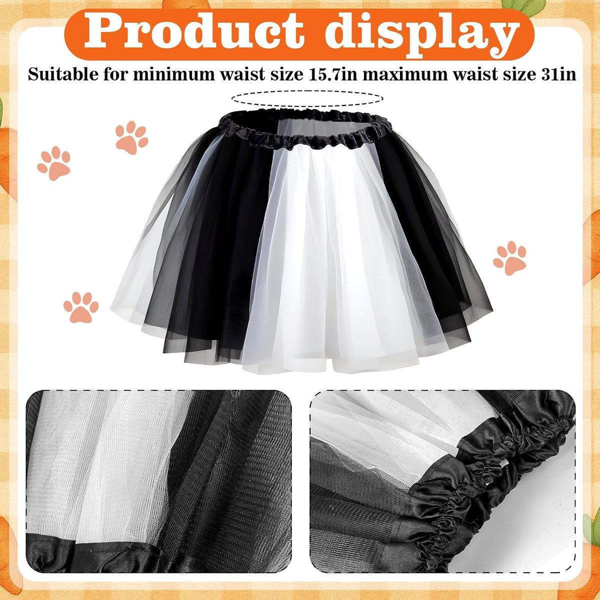 BleSky Black Cat Tutu Costumes Cat Ears Headband and Tail Set for Book Week Halloween Animal Party Cosplay Costumes