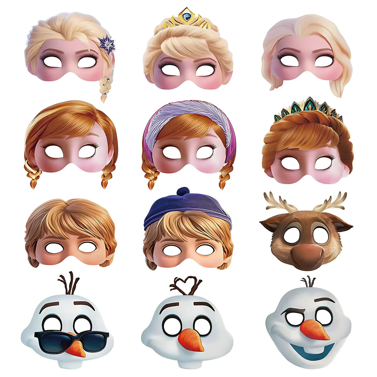 12Pcs Princess Masquerade Mask, Cute Classic Character Masks, Princess Role Playing Props, Birthday Decorations