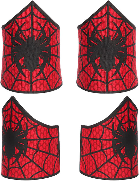 PPER-Jie Spider Mask for Kids Halloween Spider Costume Masks with Wristbands for Boys Party Cosplay, Medium, Red & Black