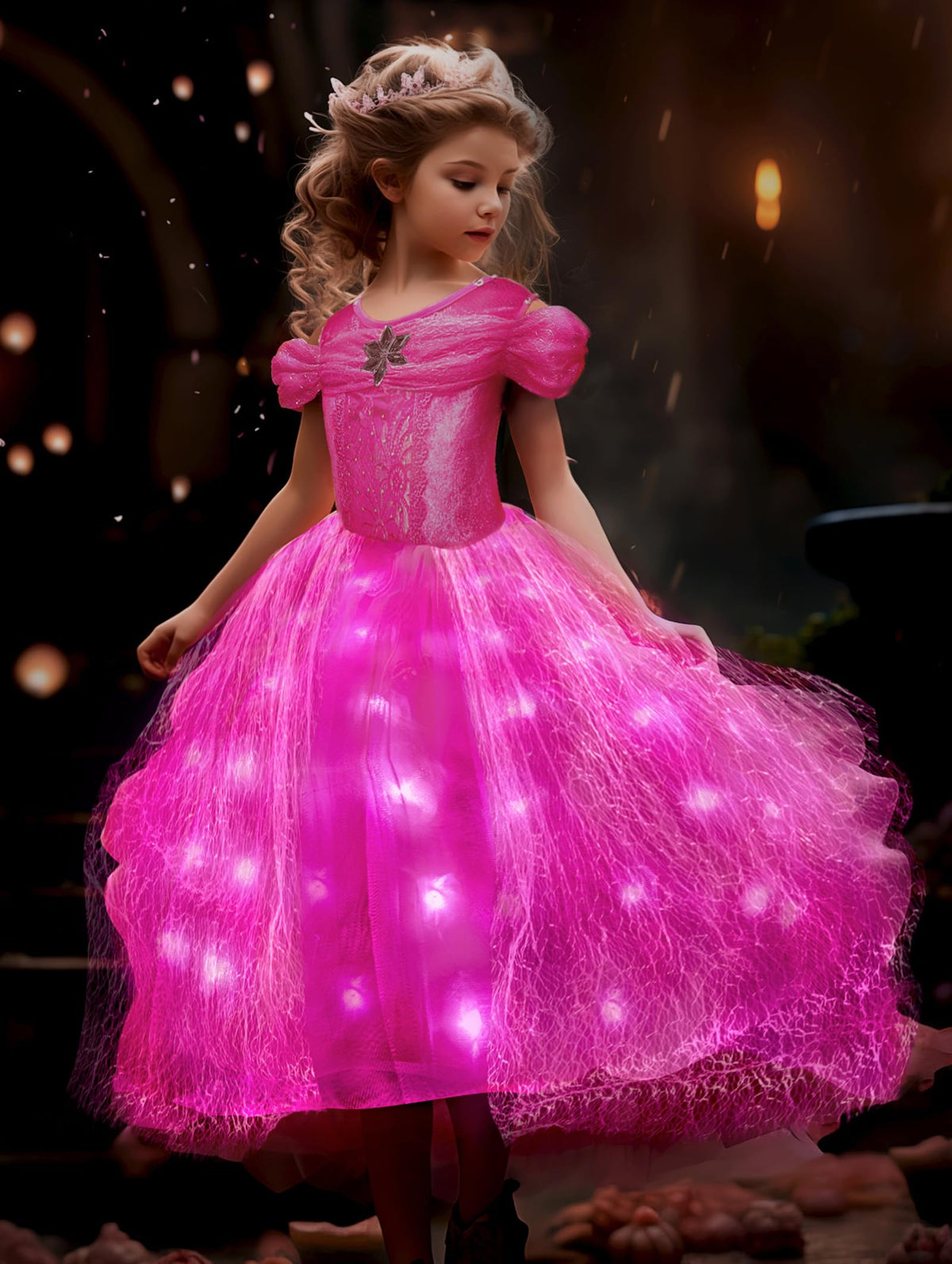 Light Up Princess dress up for 3-9 Ages girls Halloween Costume
