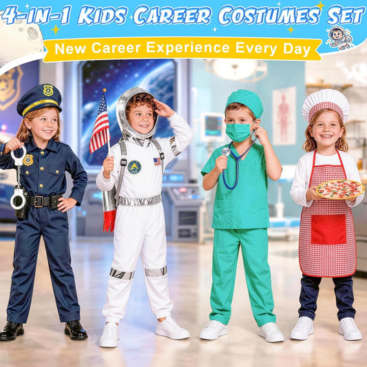 IVENRXIU dress up clothes,4-in-1 Role-Play Halloween Costumes for Ages 3–8