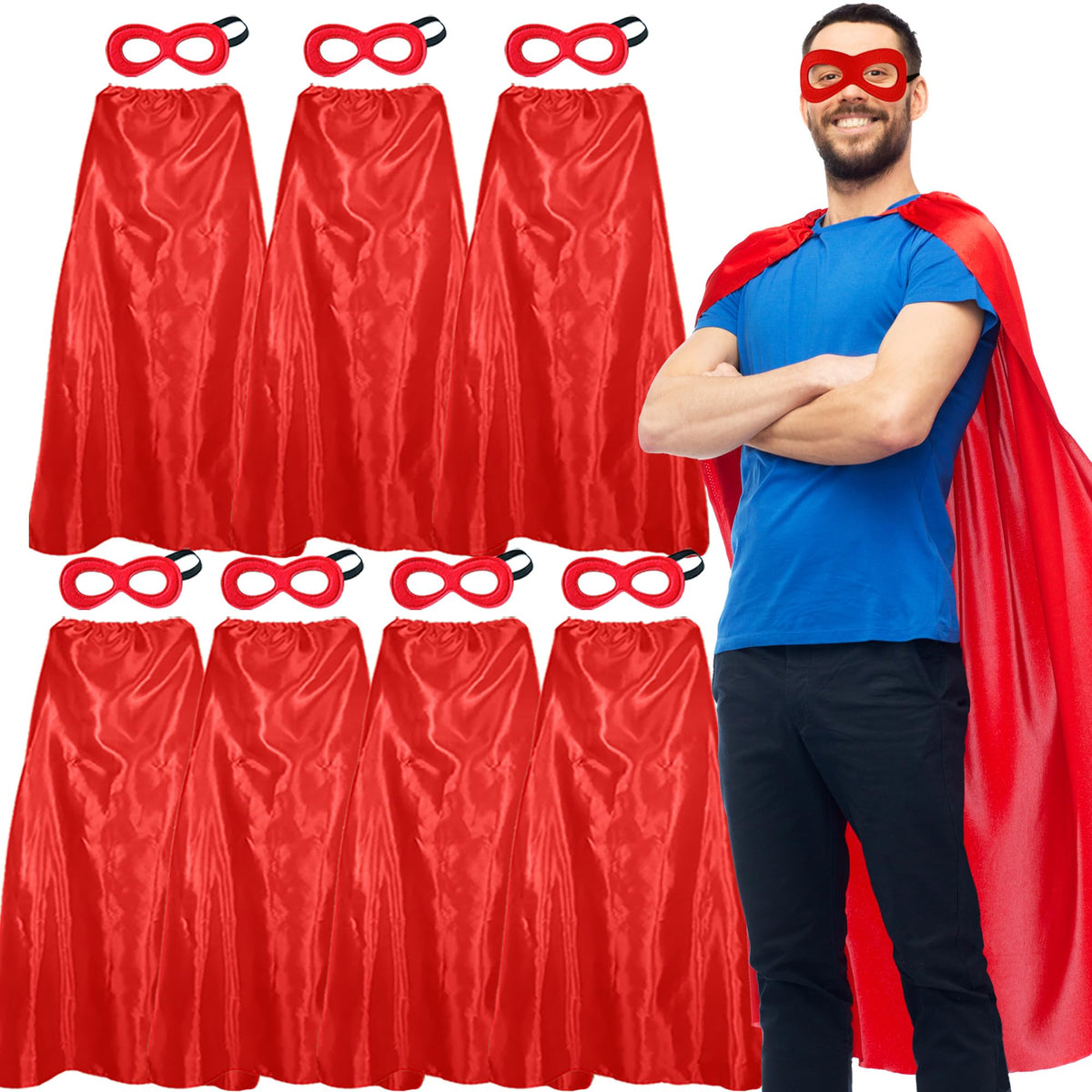 D.Q.Z Superhero Capes and Masks for Adults Bulk-Men Women Super Hero Costume Halloween Dress Up Party Favors -7 Pack