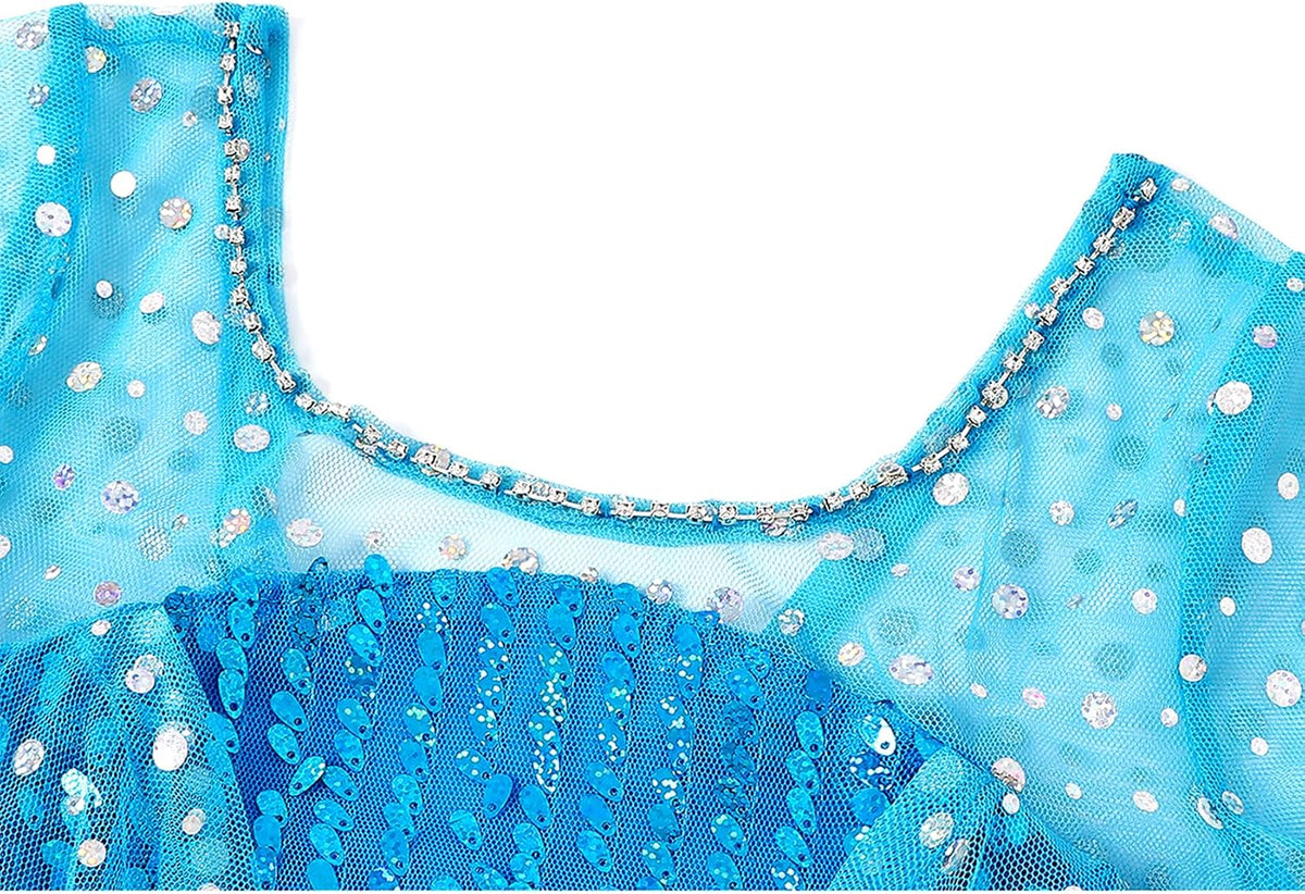 Aoiviss Princess Dresses for Girls Luxury Sequin Princess Costume Blue