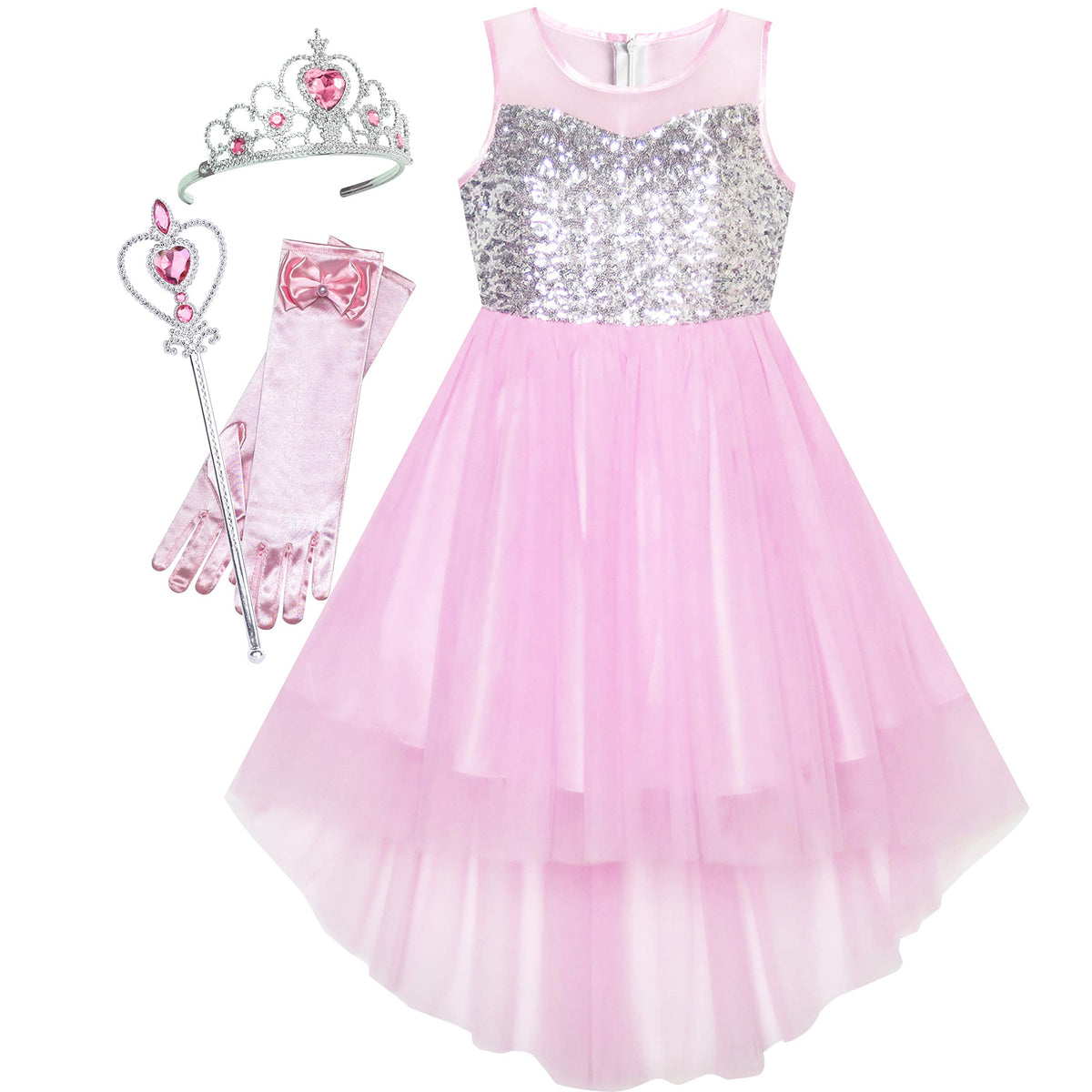 Sunny Fashion Girls Dress Unicorn Rainbow Tulle Unicorn Headband Party Size 4-10