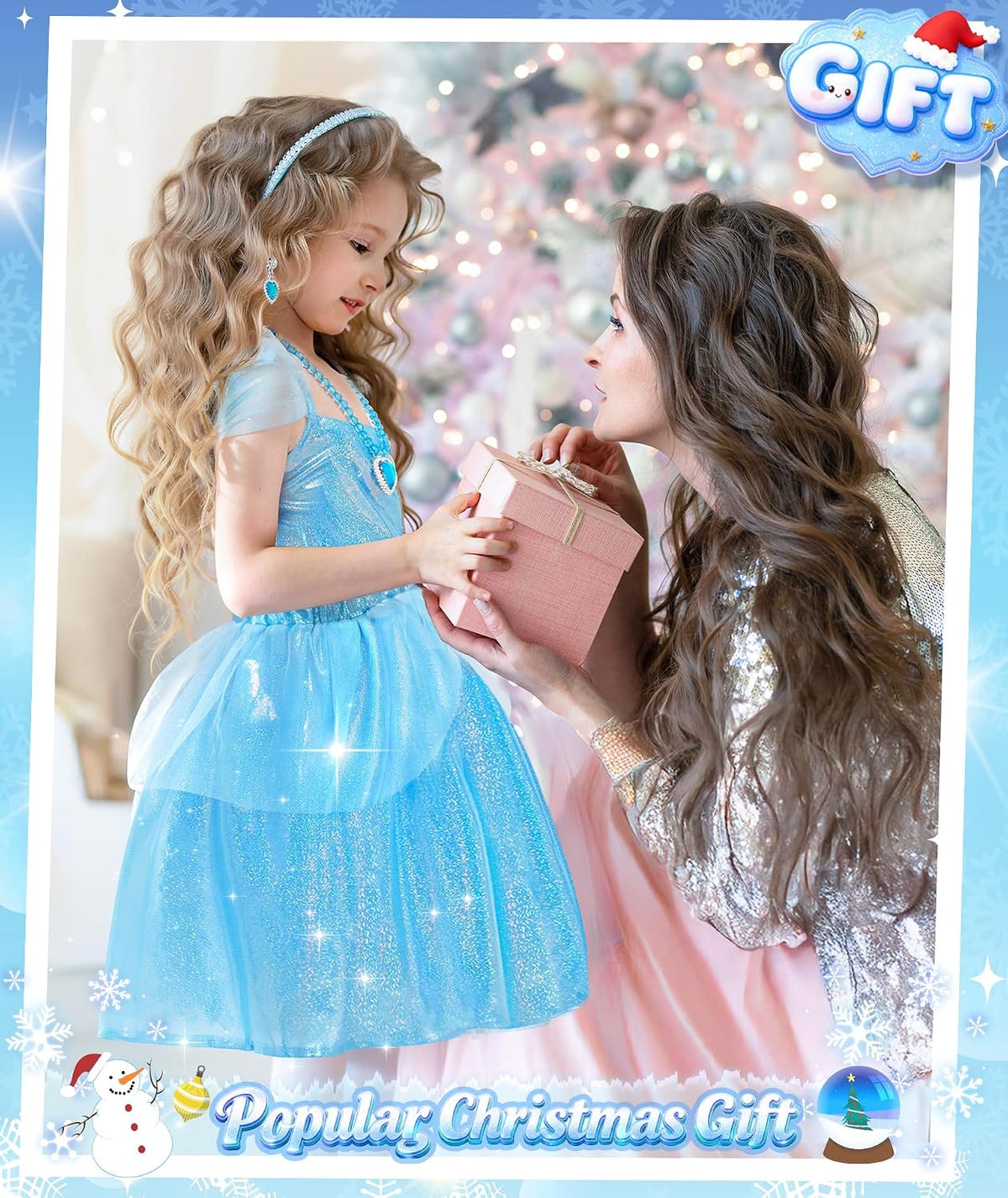 Jeowoqao Princess Dresses for Girls, Princess Dress Up Clothes Little Girls