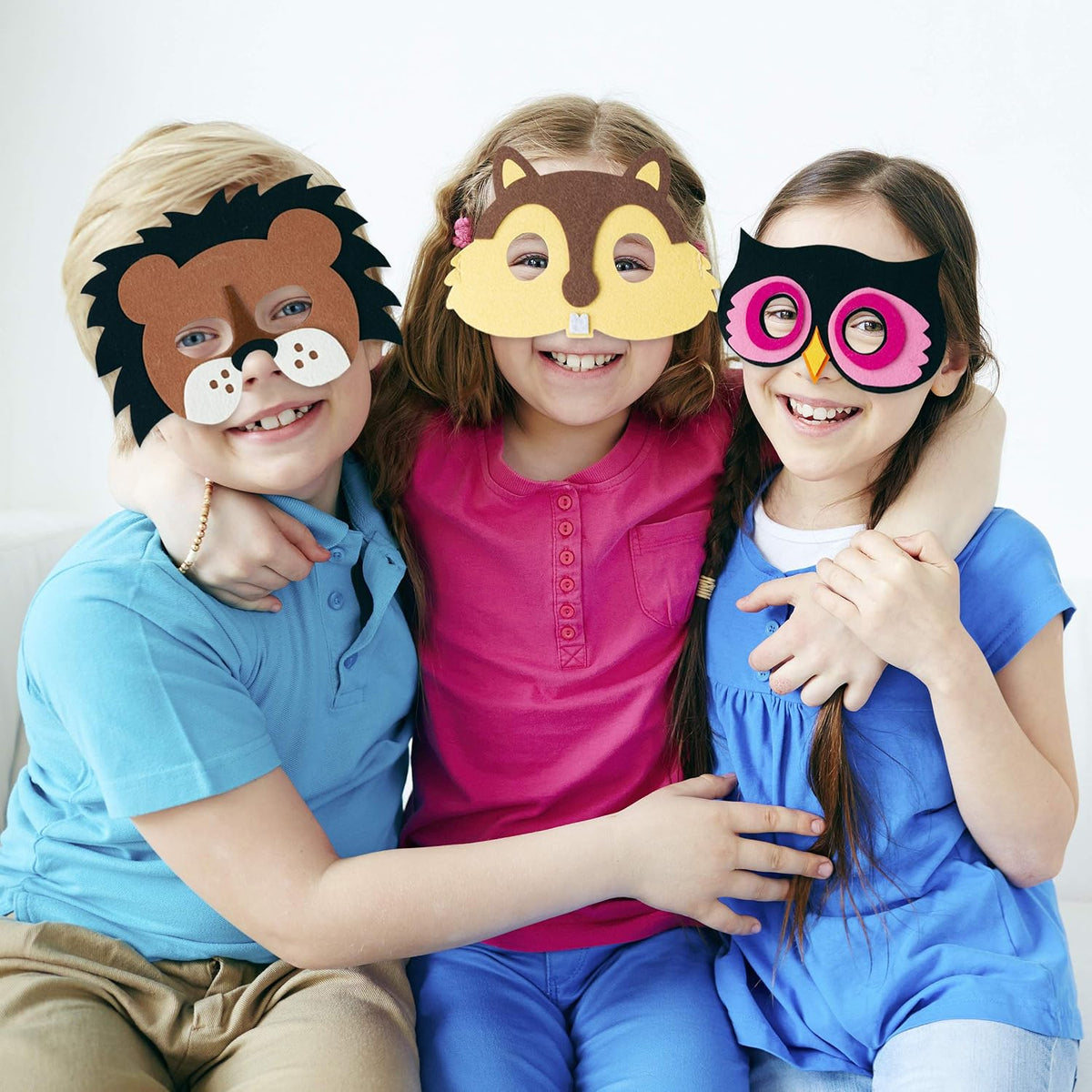 TEEHOME 24PCS Animal Felt Masks for Kids Safari Party Favors