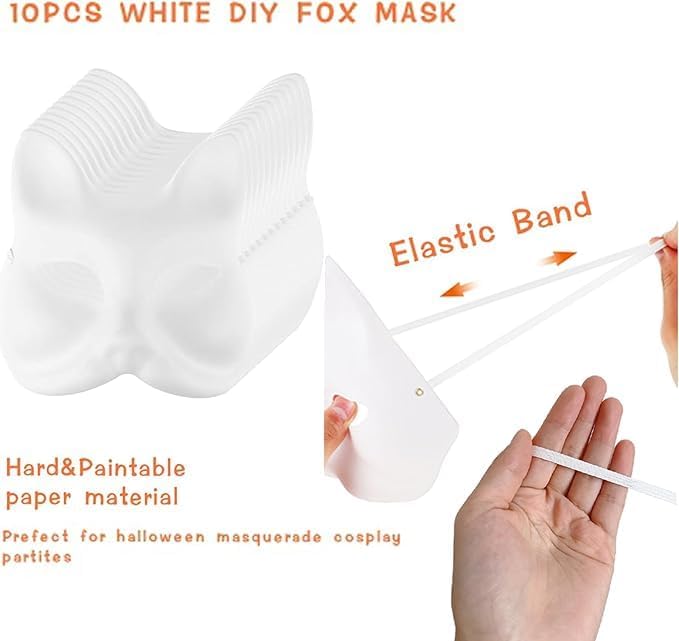 10Pcs Therian Mask White Cat & Fox