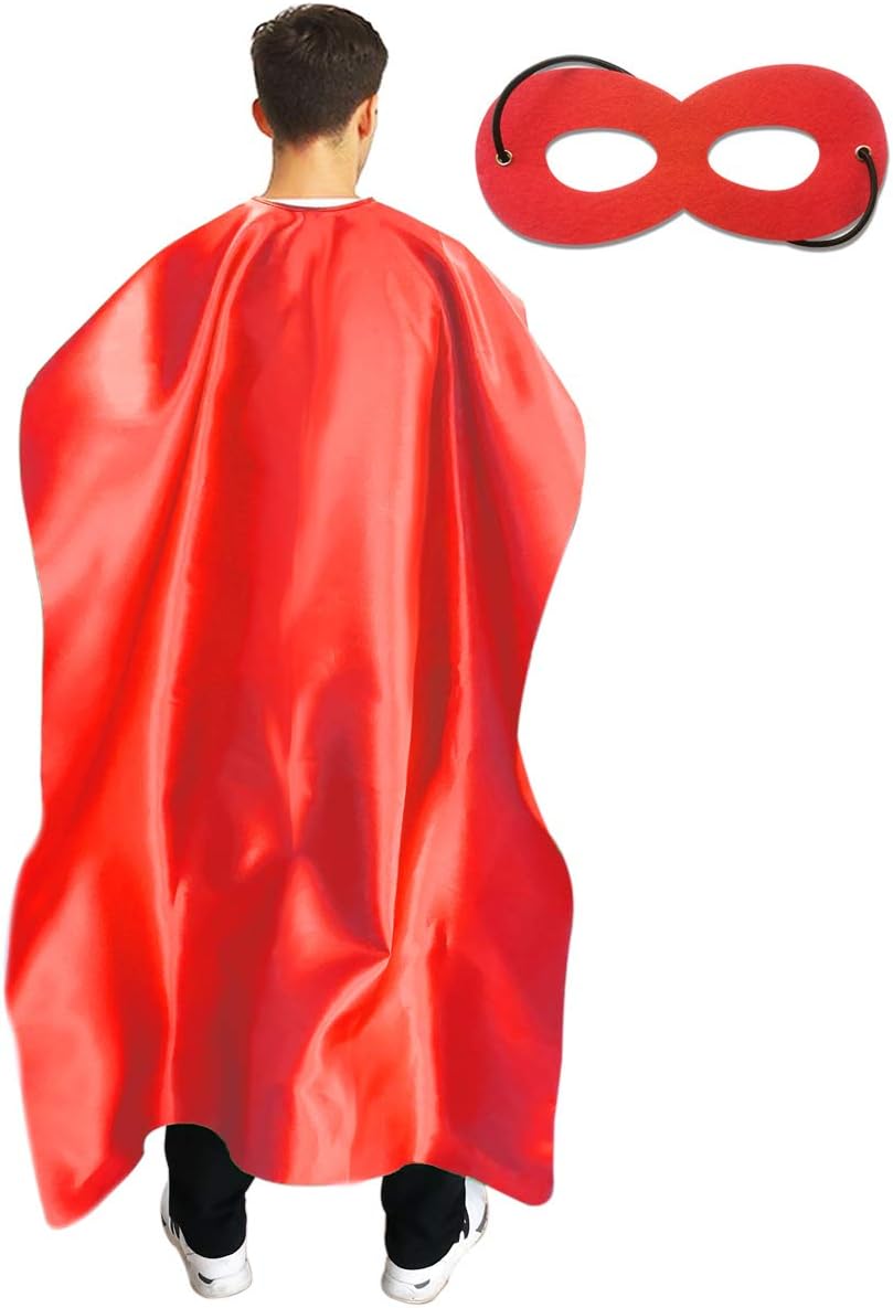 Adult Superhero Cape and Mask for Man and Woman - Halloween Vampire Capes Party Dress Up Superhero Costume